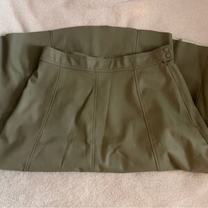 H&M Sage Green Faux Leather Skirt with Panel Details